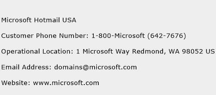 Microsoft Hotmail USA Phone Number Customer Service