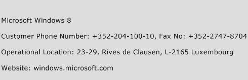 Microsoft Windows 8 Phone Number Customer Service