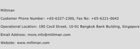 Milliman Phone Number Customer Service