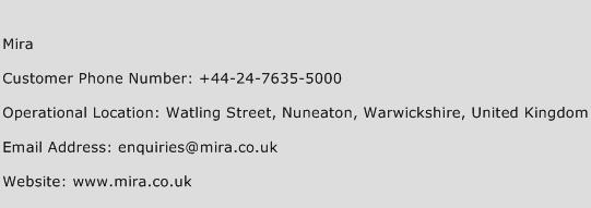 Mira Phone Number Customer Service