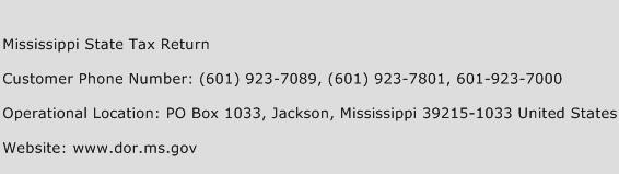 Mississippi State Tax Return Phone Number Customer Service