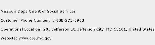 Missouri Department of Social Services Phone Number Customer Service