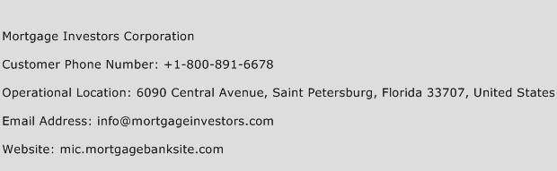 Mortgage Investors Corporation Phone Number Customer Service