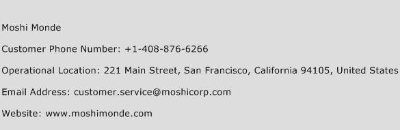 Moshi Monde Phone Number Customer Service