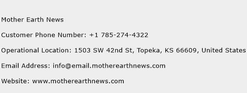 Mother Earth News Phone Number Customer Service