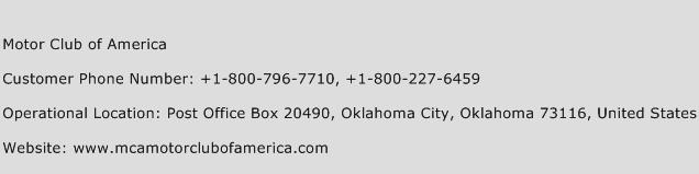 Motor Club of America Phone Number Customer Service