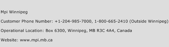 Mpi Winnipeg Phone Number Customer Service