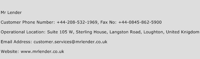 Mr Lender Phone Number Customer Service