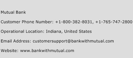 Mutual Bank Phone Number Customer Service
