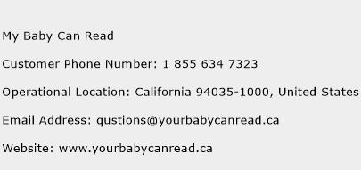 My Baby Can Read Phone Number Customer Service