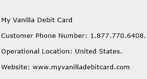 My Vanilla Debit Card Phone Number Customer Service
