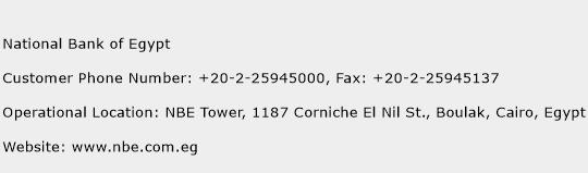 National Bank Of Egypt Contact Number National Bank Of Egypt Customer 