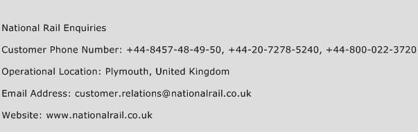 National Rail Enquiries Phone Number Customer Service