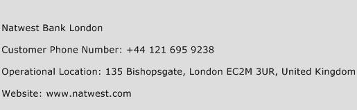 Natwest Bank London Phone Number Customer Service