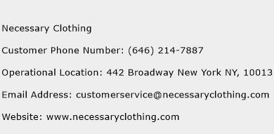 Necessary Clothing Phone Number Customer Service