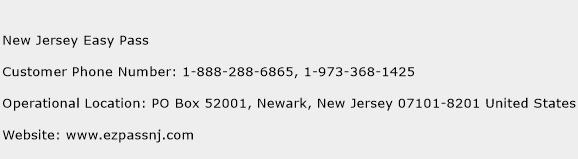 New Jersey Easy Pass Phone Number Customer Service