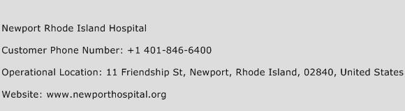 Newport Rhode Island Hospital Phone Number Customer Service