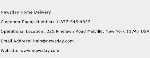 Newsday Home Delivery Phone Number Customer Service
