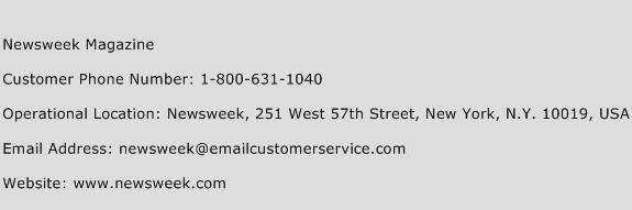 Newsweek Magazine Phone Number Customer Service