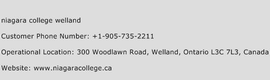 Niagara College Welland Phone Number Customer Service