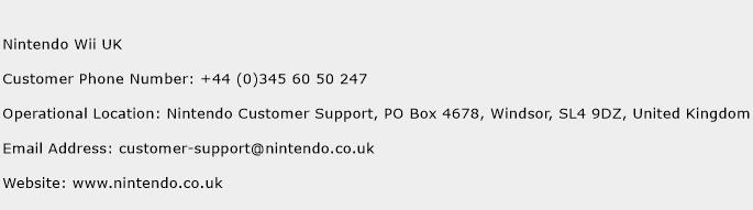 Nintendo Wii UK Phone Number Customer Service