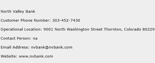 North Valley Bank Phone Number Customer Service