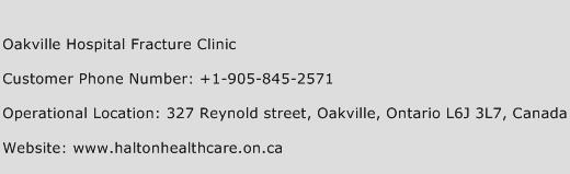 Oakville Hospital Fracture Clinic Phone Number Customer Service