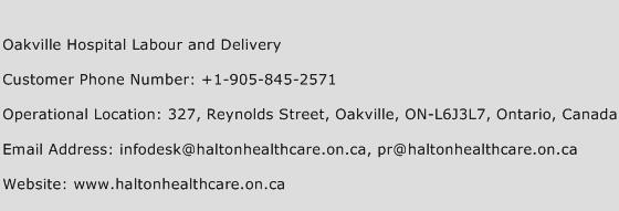 Oakville Hospital Labour and Delivery Phone Number Customer Service