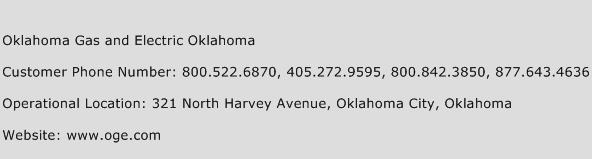 Oklahoma Gas and Electric Oklahoma Phone Number Customer Service