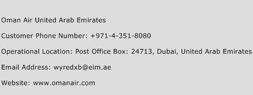Oman Air United Arab Emirates Phone Number Customer Service