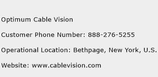 Optimum Cable Vision Phone Number Customer Service