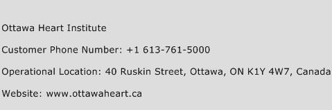 Ottawa Heart Institute Phone Number Customer Service