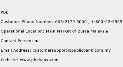 PBE Phone Number Customer Service