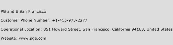 PG and E San Francisco Phone Number Customer Service