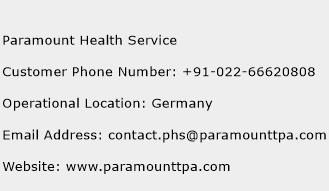 Paramount Health Service Phone Number Customer Service