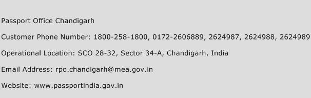 Passport Office Chandigarh Phone Number Customer Service