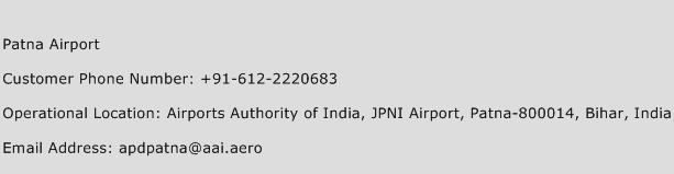 Patna Airport Phone Number Customer Service