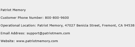 Patriot Memory Phone Number Customer Service