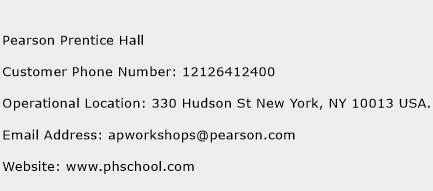 Pearson Prentice Hall Phone Number Customer Service