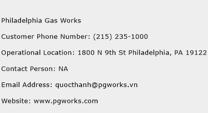 Philadelphia Gas Works Phone Number Customer Service