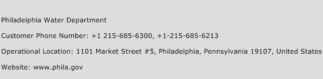 Philadelphia Water Department Number Philadelphia Water Department 