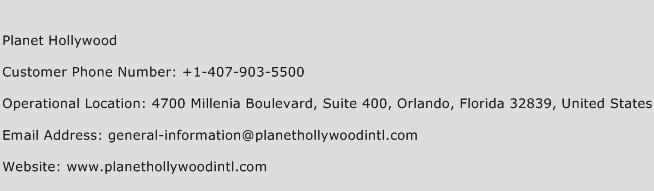 Planet Hollywood Phone Number Customer Service