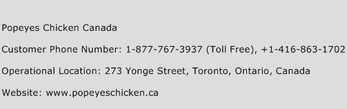 Popeyes Chicken Canada Phone Number Customer Service