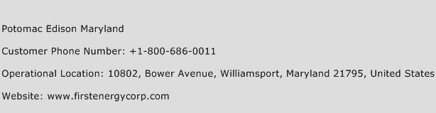 Potomac Edison Maryland Phone Number Customer Service