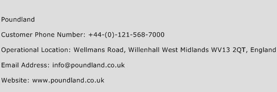 Poundland Phone Number Customer Service