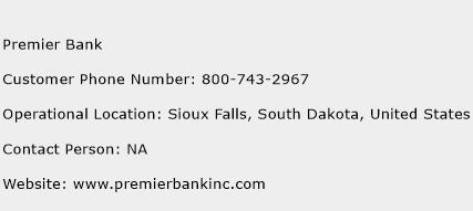 Premier Bank Phone Number Customer Service