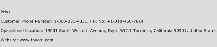 Prius Phone Number Customer Service