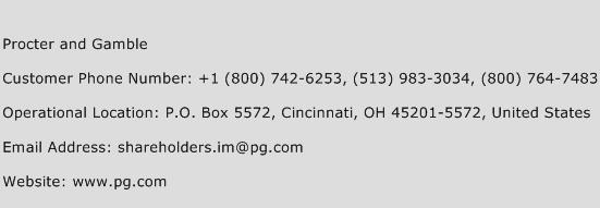 Procter and Gamble Phone Number Customer Service