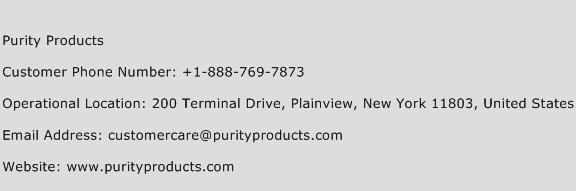 Purity Products Phone Number Customer Service