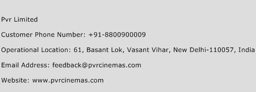 Pvr Limited Phone Number Customer Service